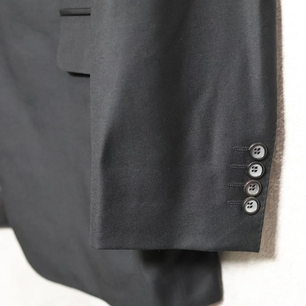Canali Sport Coat Mens 42L Black Three Button Wool Blazer Formal Preppy Italy